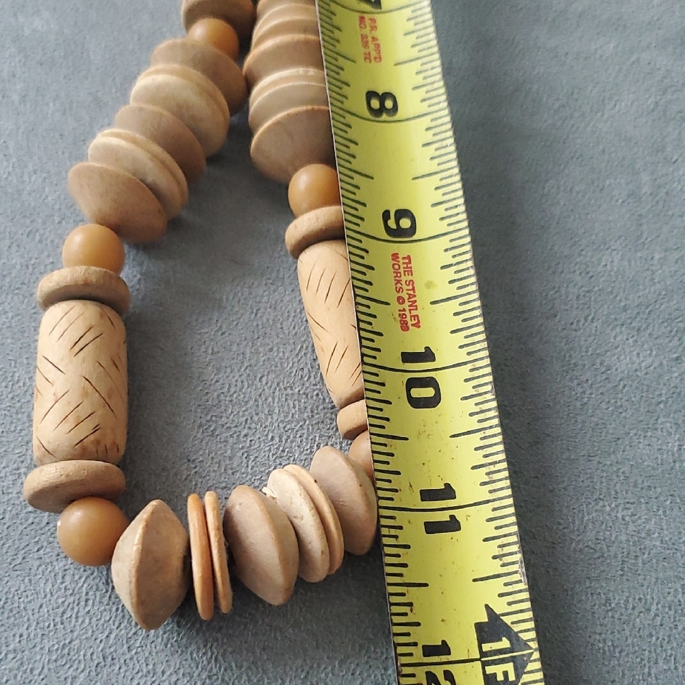 Natural Wood Beaded Necklace - Picture 6 of 6